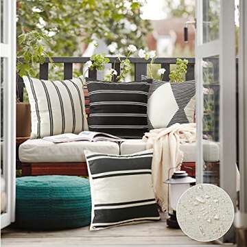 OTOSTAR Pack of 4 Outdoor Throw Pillow Covers 18x18 Inch Waterproof Modern Geometry Decorative Squar...