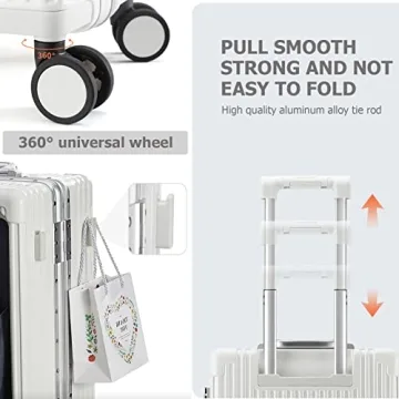 feilario 20in Aluminium Frame Hardside Spinner Wheel Luggage, Built-In TSA lock Carry on Suitcase, with Cup Holder & USB Port & Phone Holder