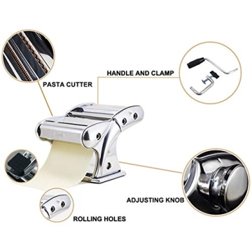 Shule Stainless Steel Pasta Maker with Cutter and Attachments