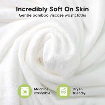 6-Pack Baby Washcloths - Soft Viscose from Bamboo Washcloth, Baby Wash Cloths for Newborn, Kids, Bath Baby Towels, Face Towel, Face Cloths for Washing Face (White/Stone)