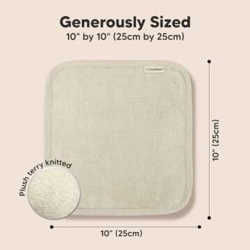 6-Pack Baby Washcloths - Soft Viscose from Bamboo Washcloth, Baby Wash Cloths for Newborn, Kids, Bath Baby Towels, Face Towel, Face Cloths for Washing Face (White/Stone)