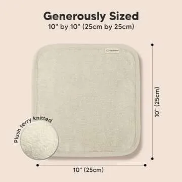 6-Pack Baby Washcloths - Soft Viscose from Bamboo Washcloth, Baby Wash Cloths for Newborn, Kids, Bath Baby Towels, Face Towel, Face Cloths for Washing Face (White/Stone)