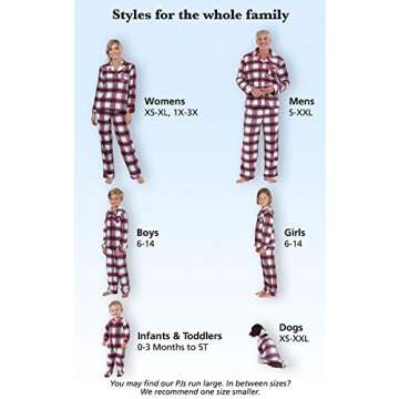PajamaGram Christmas Pajamas For Family, Fireside Plaid, Women's SM Red