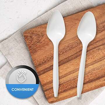 PAMI Medium-Weight Disposable Plastic Teaspoons [400-Pack] - Bulk White Plastic Silverware For Parties, Weddings, Catering Food Stands, Takeaway Orders & More- Sturdy Single-Use Partyware Spoons