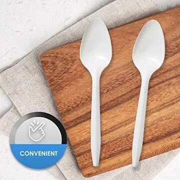PAMI Medium-Weight Disposable Plastic Teaspoons [400-Pack] - Bulk White Plastic Silverware For Parties, Weddings, Catering Food Stands, Takeaway Orders & More- Sturdy Single-Use Partyware Spoons