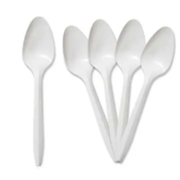 PAMI Medium-Weight Disposable Plastic Teaspoons [400-Pack] - Bulk White Plastic Silverware For Parties, Weddings, Catering Food Stands, Takeaway Orders & More- Sturdy Single-Use Partyware Spoons