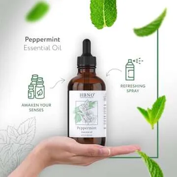 HBNO Peppermint Essential Oil 4 fl oz - Premium Quality for Aromatherapy and DIY Projects
