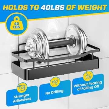 Huissolo Shower Caddy Organizer with Hooks, No Drill