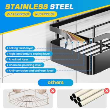 Huissolo Shower Caddy Organizer with Hooks, No Drill