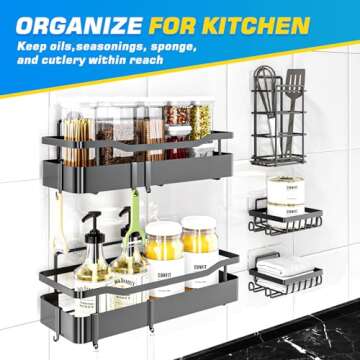 Huissolo Shower Caddy Organizer with Hooks, No Drill