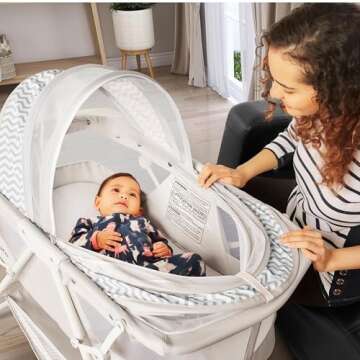 Dream On Me Karley Bassinet in Grey, Lightweight Portable Baby Bassinet, Quick Fold and Easy to Carr...