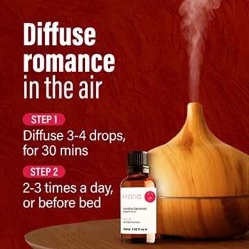 H'ana Vanilla Essential Oil - 100% Pure and Natural Essential Oil for Diffuser and Skin - with a Creamy, Smooth Texture and a Warm, Long-Lasting Vanilla Perfume Scent (1 Fl Oz)