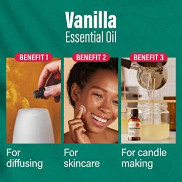 H'ana Vanilla Essential Oil - 100% Pure and Natural Essential Oil for Diffuser and Skin - with a Creamy, Smooth Texture and a Warm, Long-Lasting Vanilla Perfume Scent (1 Fl Oz)