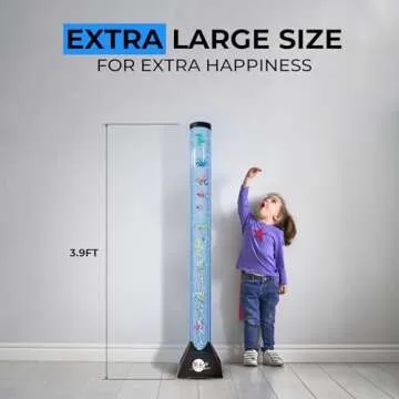 Brewish 4FT Sensory LED Water Bubble Fish Tube Floor Lamp with 16 Color Changing Light Effects – Fake Aquarium Tank Night Light and Gift for Kids, Autism, Men & Women - Remote Control & 12 Fishes