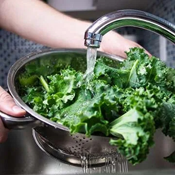 Kÿchen Rust Proof Stainless Steel Kitchen Colander for Straining, Steaming, Draining & Rinsing (7.75- Inch)