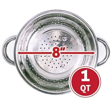 Kÿchen Rust Proof Stainless Steel Kitchen Colander for Straining, Steaming, Draining & Rinsing (7.75- Inch)