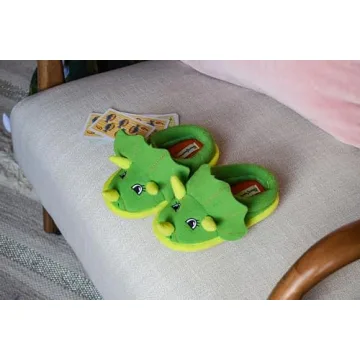 Dearfoams Kids Dinosaur Critter Slippers - Cute & Washable
