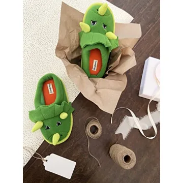 Dearfoams Kids Dinosaur Critter Slippers - Cute & Washable