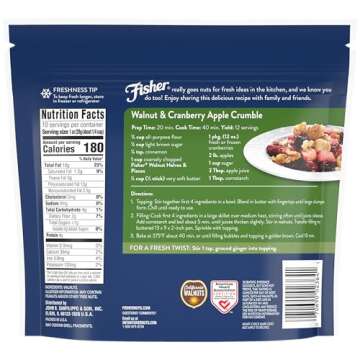 Fisher Chef's Naturals Walnut Halves & Pieces 10 oz, 100% California Unsalted Walnuts for Baking & C...