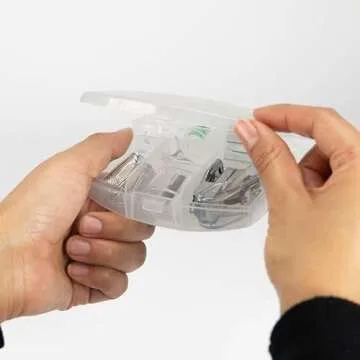 LD Products Clear Mini Office Supply Kit Portable Case with Scissors, Paper Clips, Tape Dispenser Set, Pencil Sharpener, Mini Stapler with Staples and Staple Remover