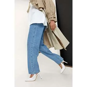 Trish Lucia Womens Slingback Pointed Toe Stiletto Pumps Slip-on High Heels Office Lady Sandals Party Prom Dress Shoes White