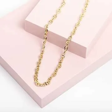 PAVOI Gold Plated Anchor Chain Necklace for Women