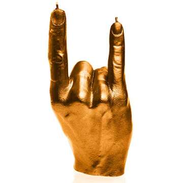 Candellana Finger Candle, Hand-Gesture, Realistic, Modern Home Decor (Rock n Roll Gold)