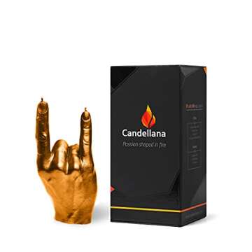 Candellana Finger Candle, Hand-Gesture, Realistic, Modern Home Decor (Rock n Roll Gold)