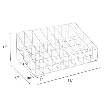 Hedume 2 Pack Lipstick Holder, 40 Slot Acrylic Lipstick & Makeup Organizer, Clear Cosmetic Display Case for Lipstick, Brushes, Bottles