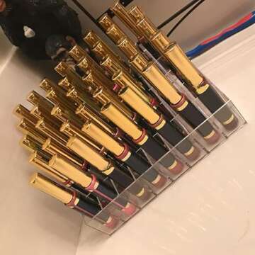 Hedume 2 Pack Lipstick Holder, 40 Slot Acrylic Lipstick & Makeup Organizer, Clear Cosmetic Display Case for Lipstick, Brushes, Bottles