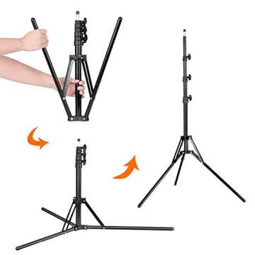 EMART Travel Light Stand for Photography, 6' Compact Portable Reverse Folding Tripod Lighting Stand ...