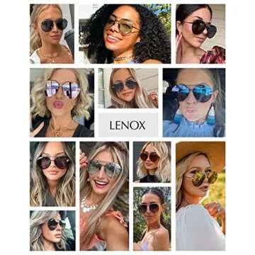 DIFF Lenox Gold + Cherry Blossom Mirror, Designer Oversized Aviator Sunglasses for Women UV400