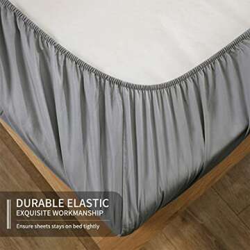 EaseHome Grey King Size Sheets Set - Deep Pocket to 18 inches Mattress 4 Piece - Premium Bedding Sheets & Pillowcases Collection - Extra Soft,Wrinkle, Fade, Stain Resistant