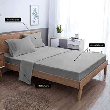 EaseHome Grey King Size Sheets Set - Deep Pocket to 18 inches Mattress 4 Piece - Premium Bedding Sheets & Pillowcases Collection - Extra Soft,Wrinkle, Fade, Stain Resistant