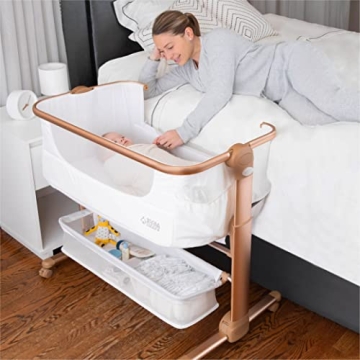 KoolerThings Baby Bassinet, Bedside Sleeper for Baby, Easy Folding Portable Crib with Storage Basket...