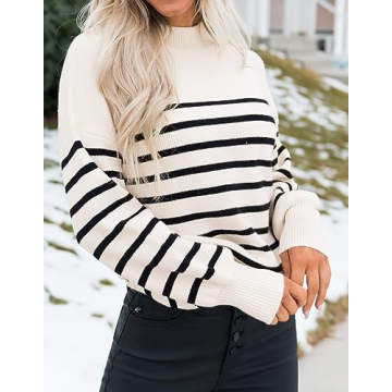 ZESICA Turtleneck Lantern Sleeve Sweater for Women