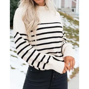 ZESICA Turtleneck Lantern Sleeve Sweater for Women