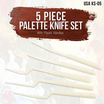 U.S. Art Supply 5-Piece Plastic Artist Spatula Palette Knife Set - Knives, Trowels, Use for Mixing, ...