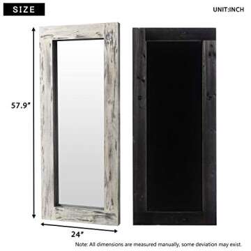 KIAYACI Full Length Mirror Floor Mirror Wood Frame Wall Mounted Mirror Distressed Style Wide Frame Dressing Make Up Mirror for Bathroom/Bedroom/Living Room/Entry/Farmhouse (Light Gray, 58" x 24")