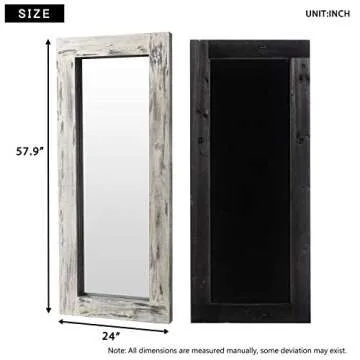 KIAYACI Full Length Mirror Floor Mirror Wood Frame Wall Mounted Mirror Distressed Style Wide Frame Dressing Make Up Mirror for Bathroom/Bedroom/Living Room/Entry/Farmhouse (Light Gray, 58" x 24")