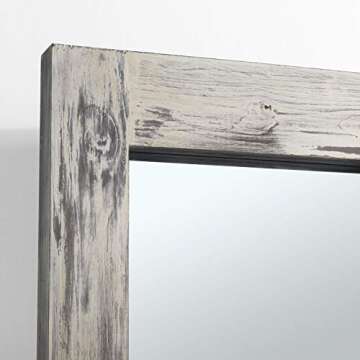 KIAYACI Full Length Mirror Floor Mirror Wood Frame Wall Mounted Mirror Distressed Style Wide Frame Dressing Make Up Mirror for Bathroom/Bedroom/Living Room/Entry/Farmhouse (Light Gray, 58" x 24")