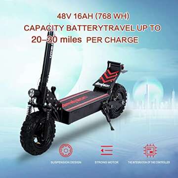 Arwibon Electric Kick Scooter for Adults - 2500W Motor, Up to 30 MPH & 20-30 Miles, 48V/16AH, 11'' Heavy Duty Vacuum Off-Road Tire, Disc Braking, Adult Electric