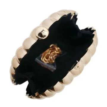 WuDiaoer Women Sparkly Acrylic Clutch Purse Shell Shape Evening Bag Metallic Acrylic Handbag Shiny Bride Purse for Party, Gold