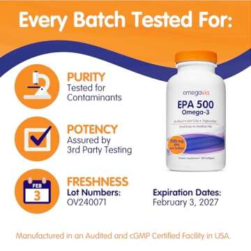 OmegaVia EPA 500 - Burpless Omega-3 Fish Oil Supplement