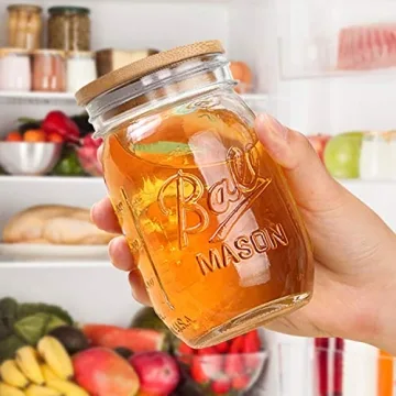 ANOTION Mason Jar with Lids and Straws, Regular Mouth Mason Jars 16 Oz, Mason Jar Cups with Lids and Straws, Set of 2 Mason Jar Drinking Glasses