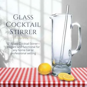 Badash Glass Cocktail Stirrer - 12" Long Handcrafted Lead-Free Crystal Stir Rod