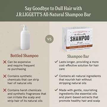 J·R·LIGGETT'S All-Natural Shampoo Bar, Virgin Coconut and Argan Oil - Strong and Healthy Hair-Nourish Follicles with Antioxidants and Vitamins-Detergent and Sulfate-Free, Set of Three, 3.5 Ounce Bars