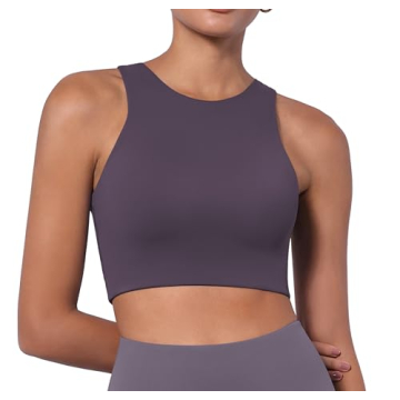 ODODOS Racerback Tank Bra for Women High Neck Non Padded Medium Support Sports Bra Workout Yoga Crop...