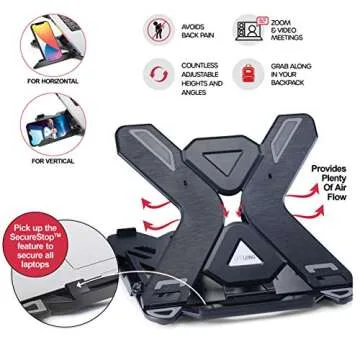 Lifelong Adjustable Laptop Stand with Phone Holder- Ergonomic Portable Foldable Multi-Angle Laptop R...