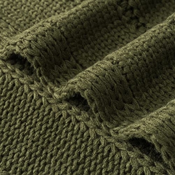 Cozy RECYCO Cable Knit Moss Green Throw Blanket